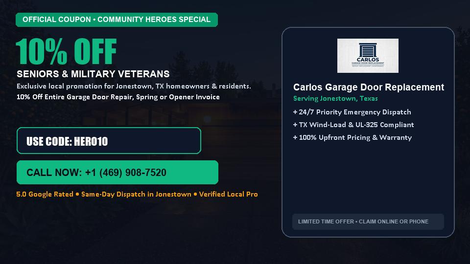 Carlos Garage Door Replacement 10% OFF Seniors & Military Veterans